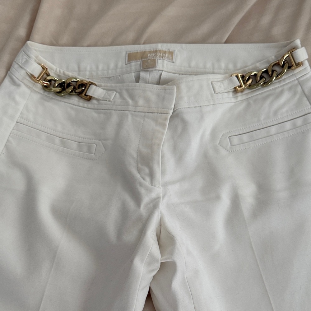 Michael Kors Cream Pants with Gold Detail